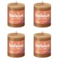 Bolsius Velas rústicas cilíndricas Shine 4pcs 80x68mm castanho moderno