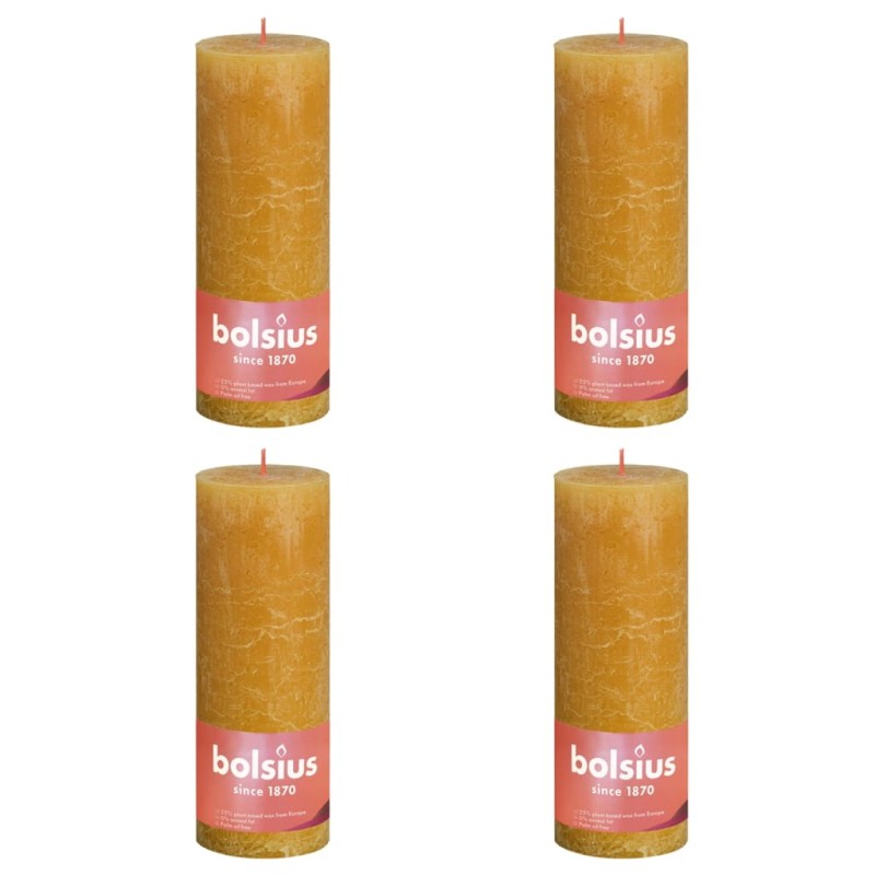 Bolsius Velas rústicas cilíndricas Shine 4 pcs 190x68 mm amarelo mel-Velas-Home Retail