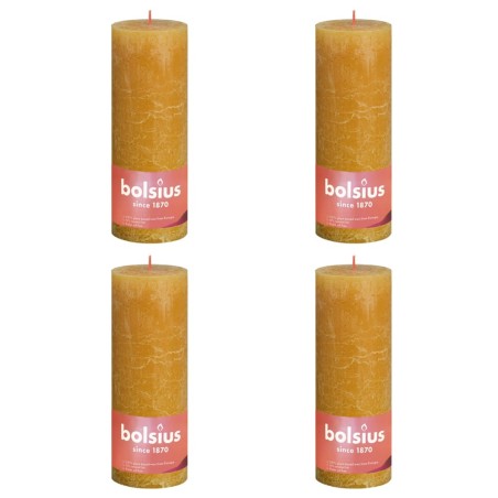 Bolsius Velas rústicas cilíndricas Shine 4 pcs 190x68 mm amarelo mel