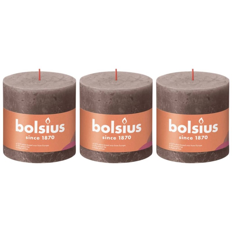 Bolsius Velas rústicas cilíndricas Shine 3 pcs 100x100 mm cinza-acast.-Velas-Home Retail