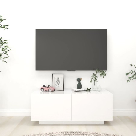 Móvel para TV 100x35x40cm derivados de madeira branco brilhante