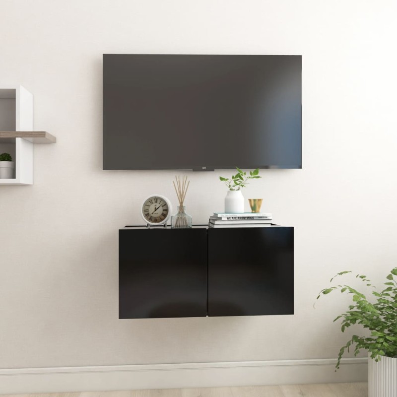 Móvel de TV para parede 60x30x30 cm preto-Móveis de TV-Home Retail