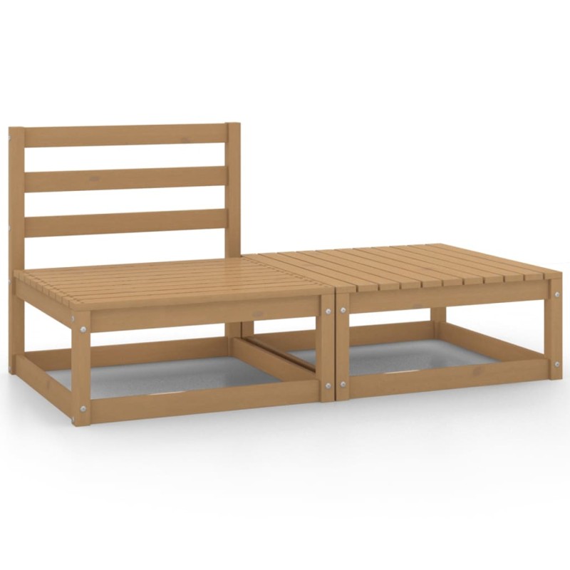 2 pcs conjunto lounge de jardim pinho maciço castanho mel-Conjuntos de jardim-Home Retail