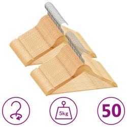 50 pcs conjunto de cabides antiderrapantes madeira - vidaXL | Cabid...