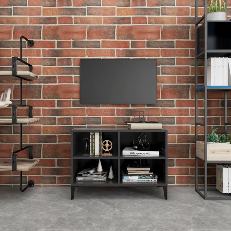 Móvel de TV com pernas em metal 69,5x30x50 cm cinzento-Móveis de TV-Home Retail