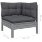 3 pcs conj. lounge de jardim c/ almofadões pinho maciço cinza