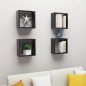 Prateleiras parede forma de cubo 4 pcs 30x15x30 cm preto brilh.