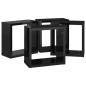 Prateleiras parede forma de cubo 4 pcs 30x15x30 cm preto brilh.