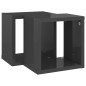 Prateleiras parede forma de cubo 2 pcs 22x15x22 cm cinza brilh.