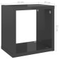 Prateleiras parede forma de cubo 2 pcs 22x15x22 cm cinza brilh.