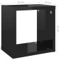 Prateleiras parede forma de cubo 4 pcs 22x15x22 cm preto brilh.