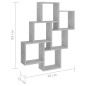 Estante de parede cúbica derivados de madeira cinza cimento