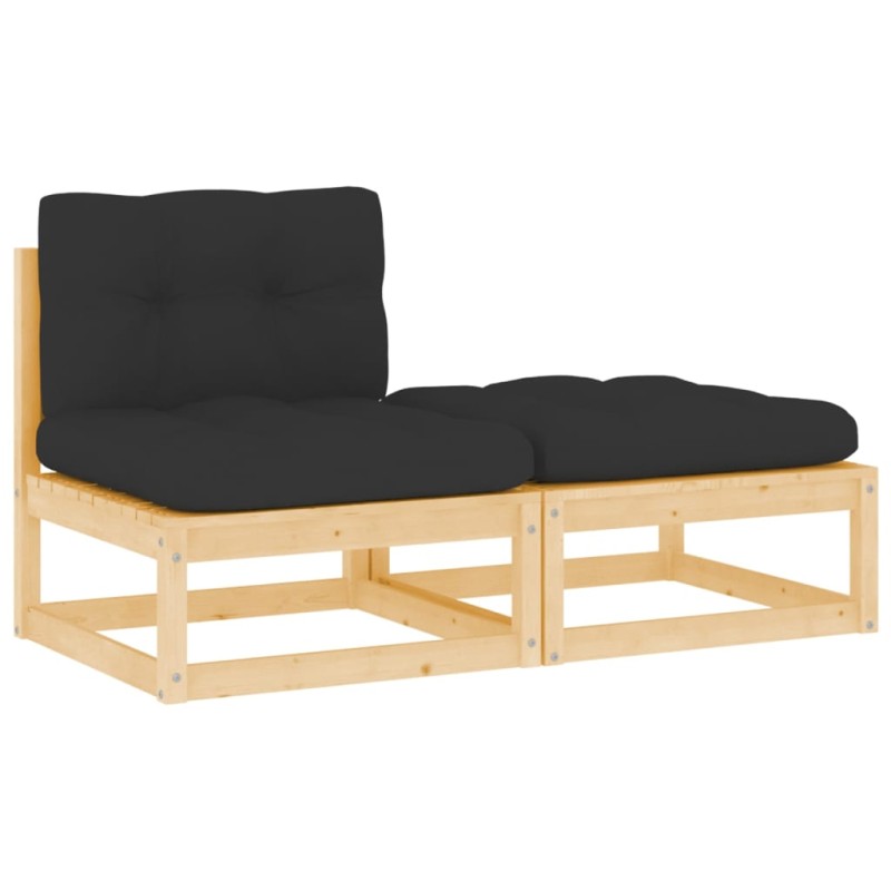 2 pcs conjunto lounge para jardim com almofadões pinho maciço-Unidades de sofá com módulos externos-Home Retail