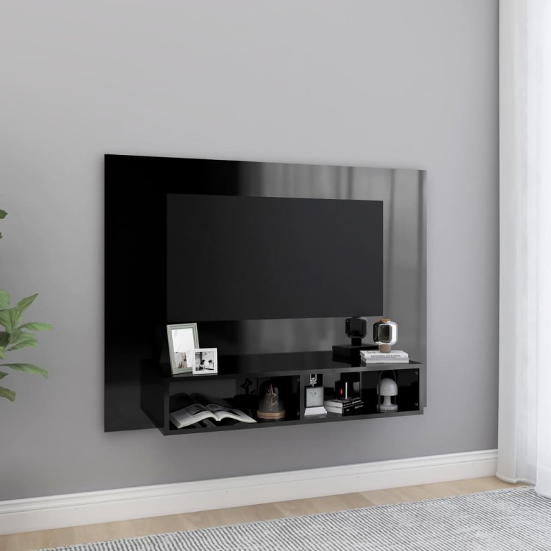 Armário parede p/ TV 120x23,5x90 cm madeira preto brilhante-Móveis de TV-Home Retail