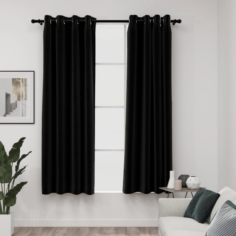 Cortinas opacas aspeto linho 2 pcs 140x175 cm antracite-Persianas e cortinas-Home Retail