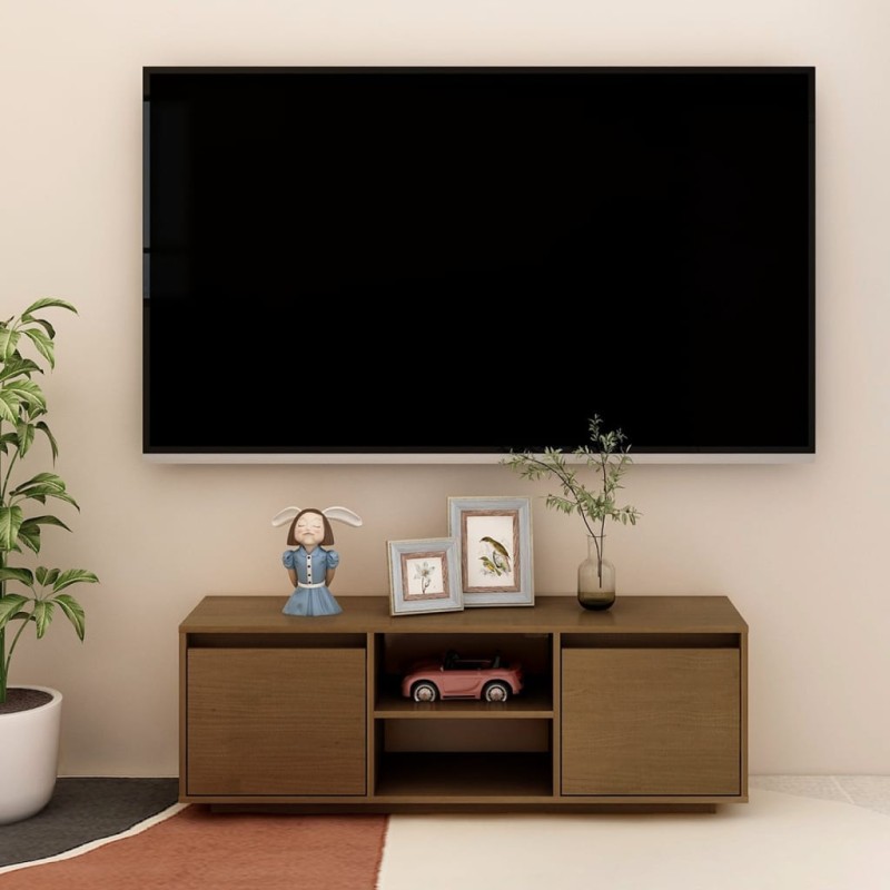 Móvel de TV 110x30x40 cm pinho maciço castanho mel-Móveis de TV-Home Retail