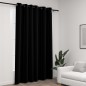 Cortina opaca aspeto de linho com ilhós 290x245 cm preto