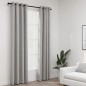 Cortinas opacas aspeto linho c/ ilhós 2 pcs 140x225 cm cinzento