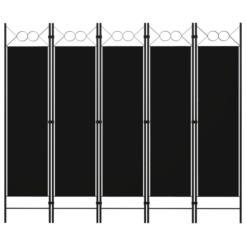 Divisória de quarto com 5 painéis 200x180 cm preto-Biombos-Home Retail