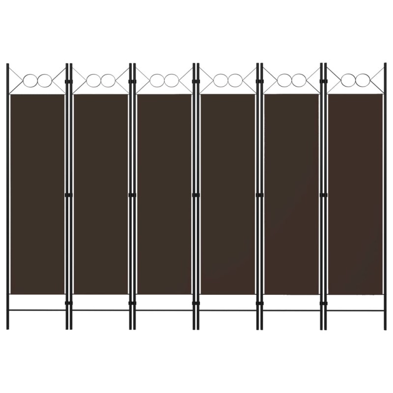 Divisória de quarto com 6 painéis 240x180 cm castanho-Biombos-Home Retail