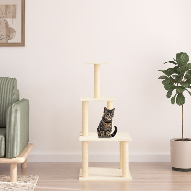 Árvore p/ gatos c/ postes arranhadores sisal 111 cm cor creme-Móveis para gatos-Home Retail