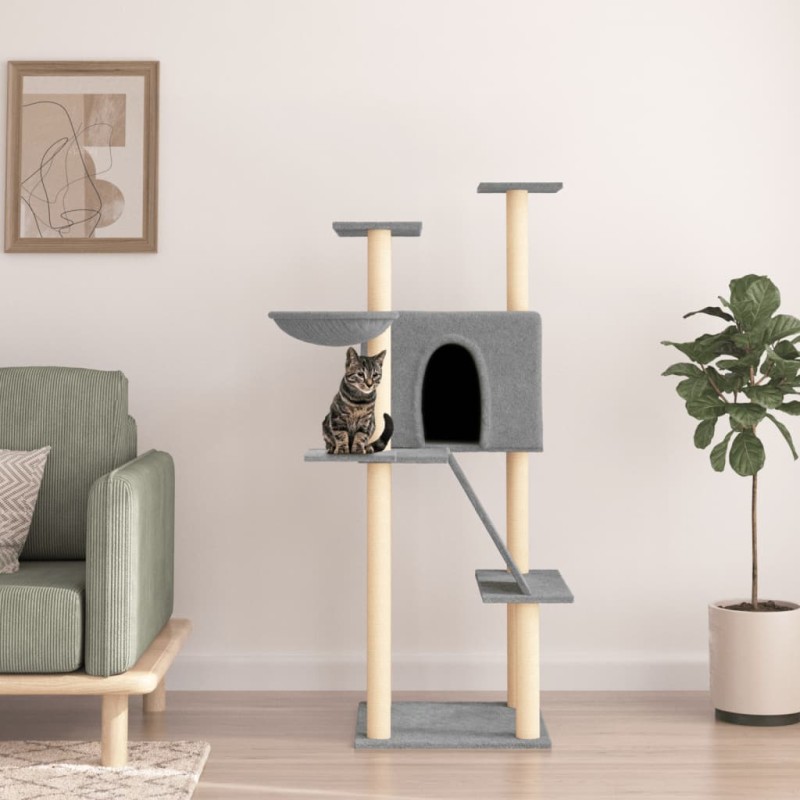 Árvore p/ gatos c/ postes arranhadores sisal 143 cm cinza-claro-Móveis para gatos-Home Retail