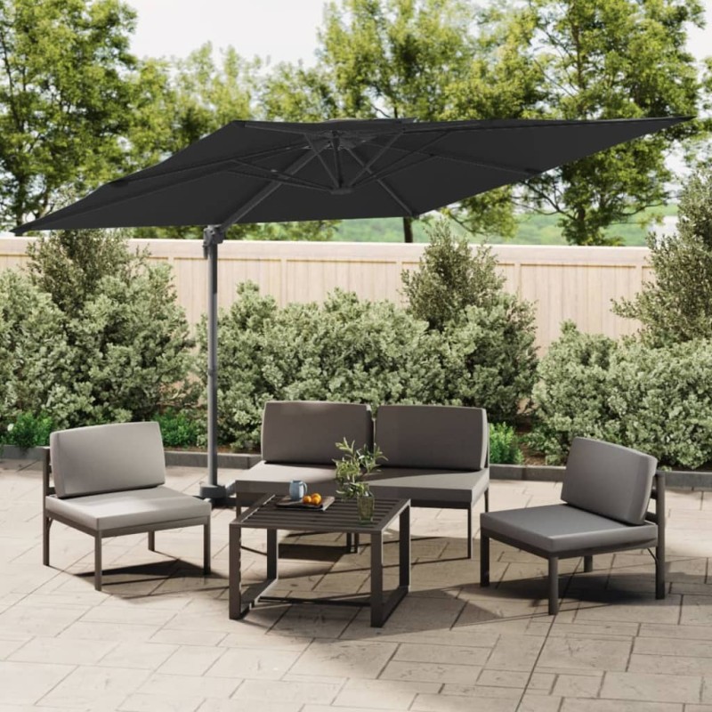 Guarda-sol cantilever c/ toldo duplo 400x300 cm preto-Guarda-sóis e telas de varanda-Home Retail