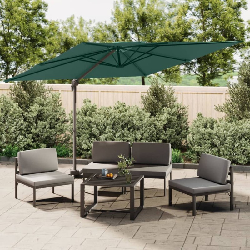 Guarda-sol cantilever c/ toldo duplo 400x300 cm verde-Guarda-sóis e telas de varanda-Home Retail