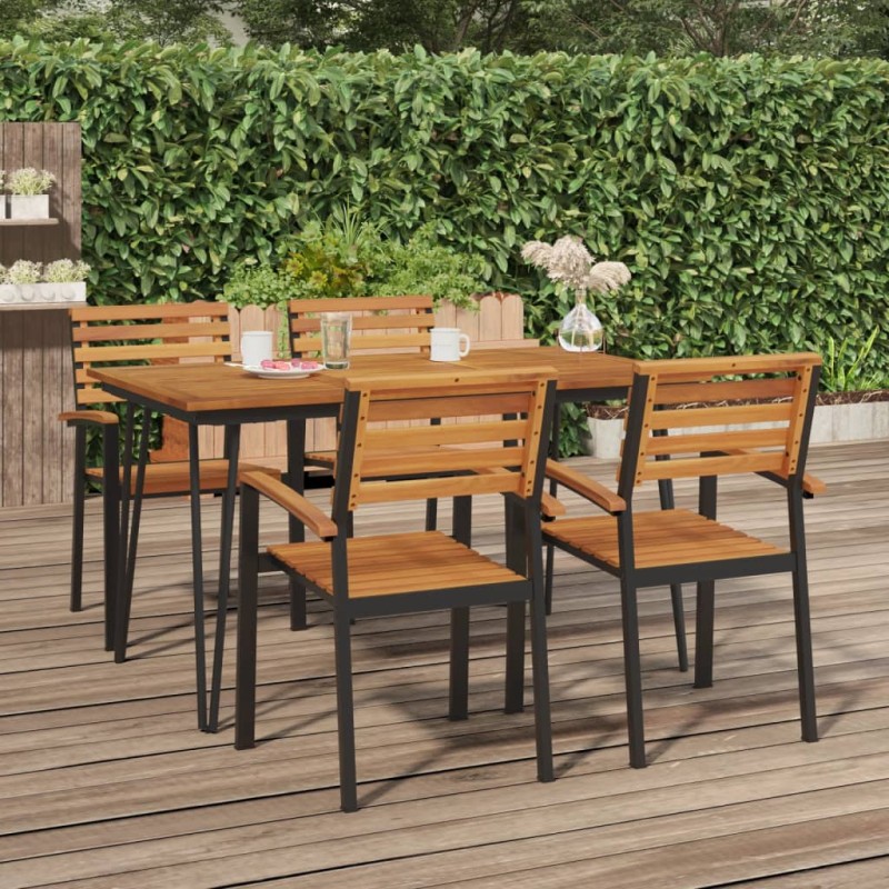 Mesa jardim c/ pernas estilo grampo 140x80x75 cm acácia maciça-Mesas de jardim-Home Retail