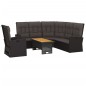 3 pcs conjunto lounge de jardim c/ almofadões vime PE preto