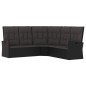 3 pcs conjunto lounge de jardim c/ almofadões vime PE preto