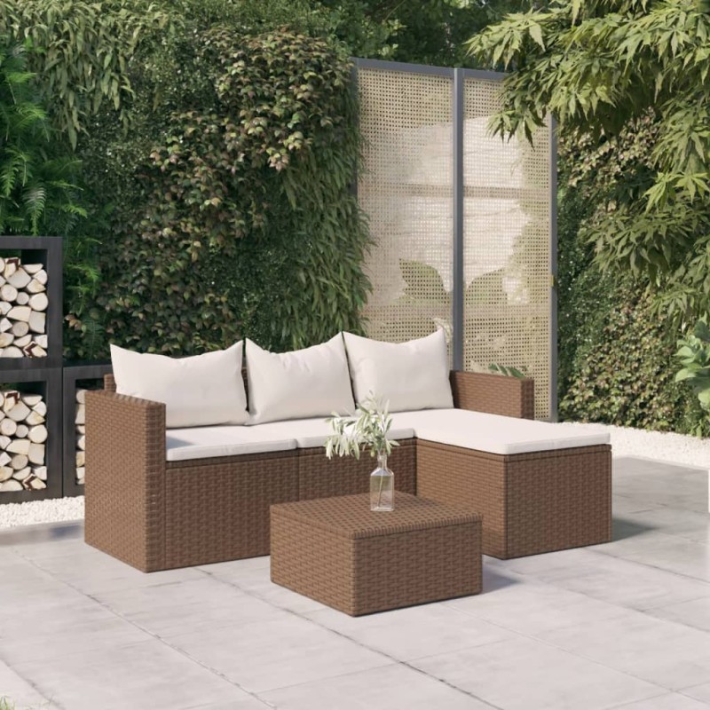 Conjunto lounge de jardim vime PE castanho-Conjuntos de jardim-Home Retail