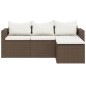 Conjunto lounge de jardim vime PE castanho