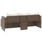 Conjunto lounge de jardim vime PE castanho