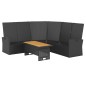 2 pcs conjunto lounge de jardim c/ almofadões vime PE preto