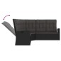 2 pcs conjunto lounge de jardim c/ almofadões vime PE preto