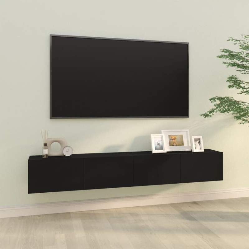 Móveis de TV p/ parede 2pcs 100x30x30cm derivados madeira preto-Móveis de TV-Home Retail