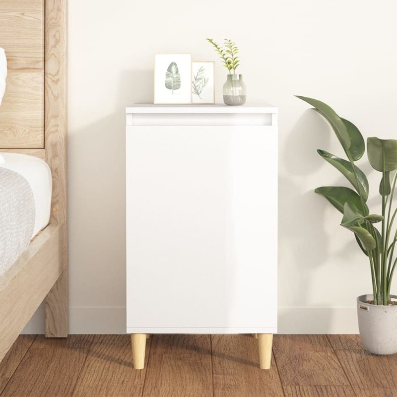 Mesa de cabeceira 40x35x70cm derivados madeira branco brilhante-Mesas-de-cabeceira-Home Retail