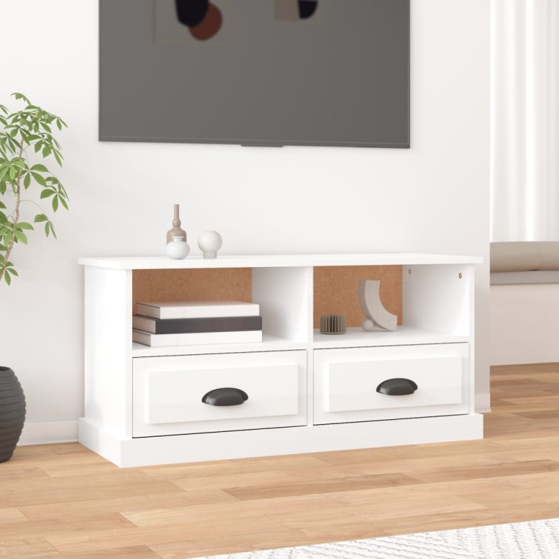 Móvel de TV 93x35,5x45 cm derivados de madeira branco brilhante-Móveis de TV-Home Retail