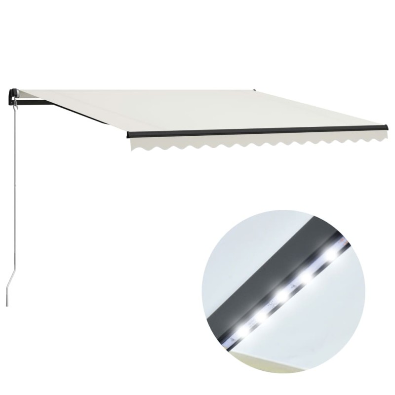 Toldo retrátil manual com LED 400x300 cm cor creme-Toldos para janelas e portas-Home Retail