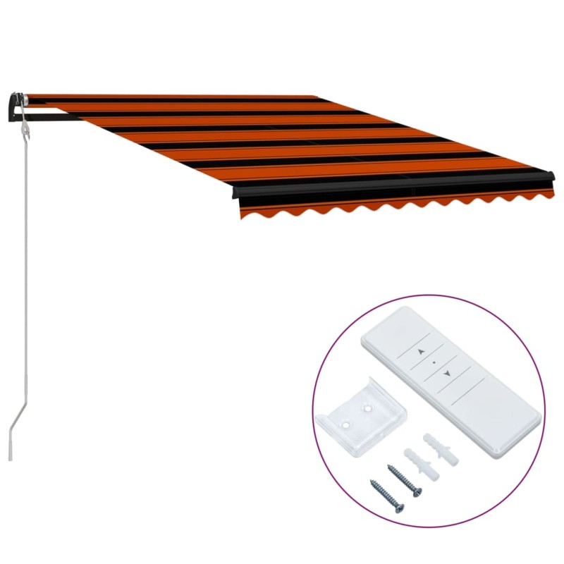 Toldo retrátil automático 350x250 cm laranja e castanho-Toldos para janelas e portas-Home Retail