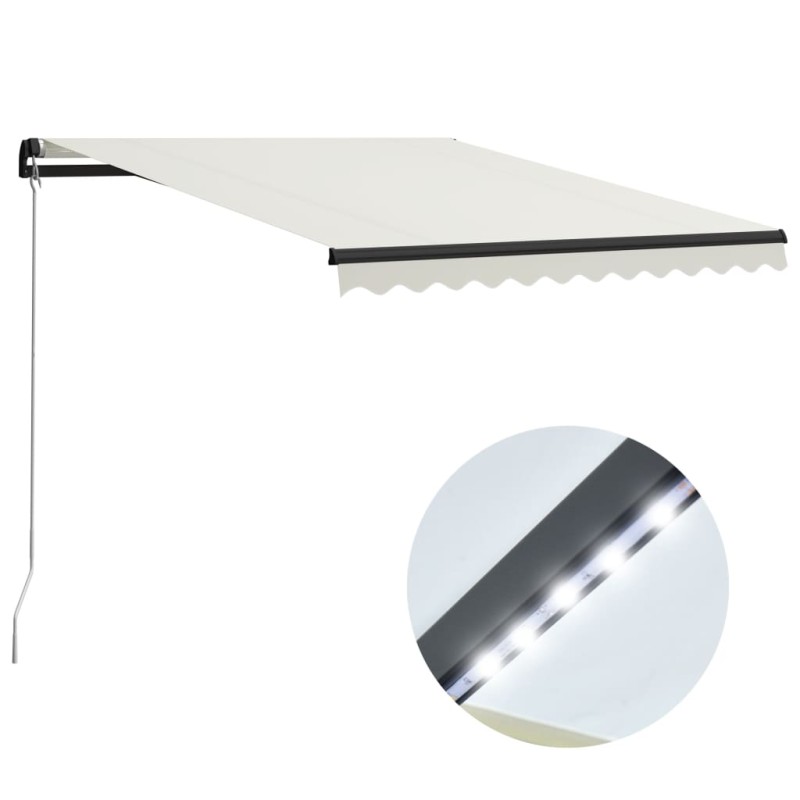 Toldo retrátil manual com LED 300x250 cm cor creme-Toldos para janelas e portas-Home Retail