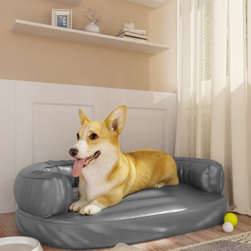 Cama p/ cães espuma ergonómico 75x53 cm couro artificial cinza-Ninhos para cães-Home Retail