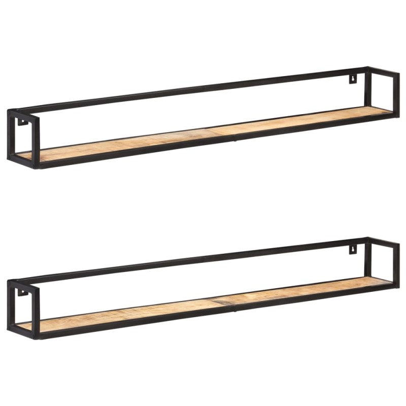 Prateleiras de parede 2 pcs 160 cm madeira de mangueira áspera-Prateleiras-Home Retail