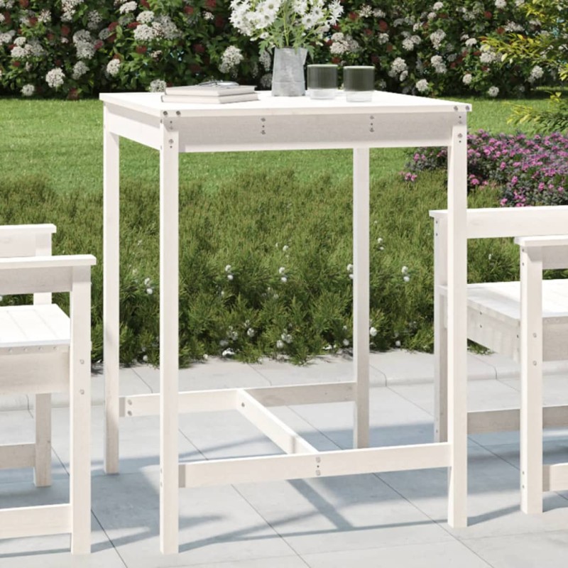 Mesa de jardim 82,5x82,5x110 cm madeira de pinho maciça branco-Mesas de jardim-Home Retail