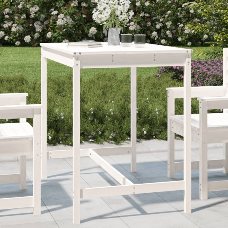 Mesa de jardim 121x82,5x110 cm madeira de pinho maciça branco-Mesas de jardim-Home Retail