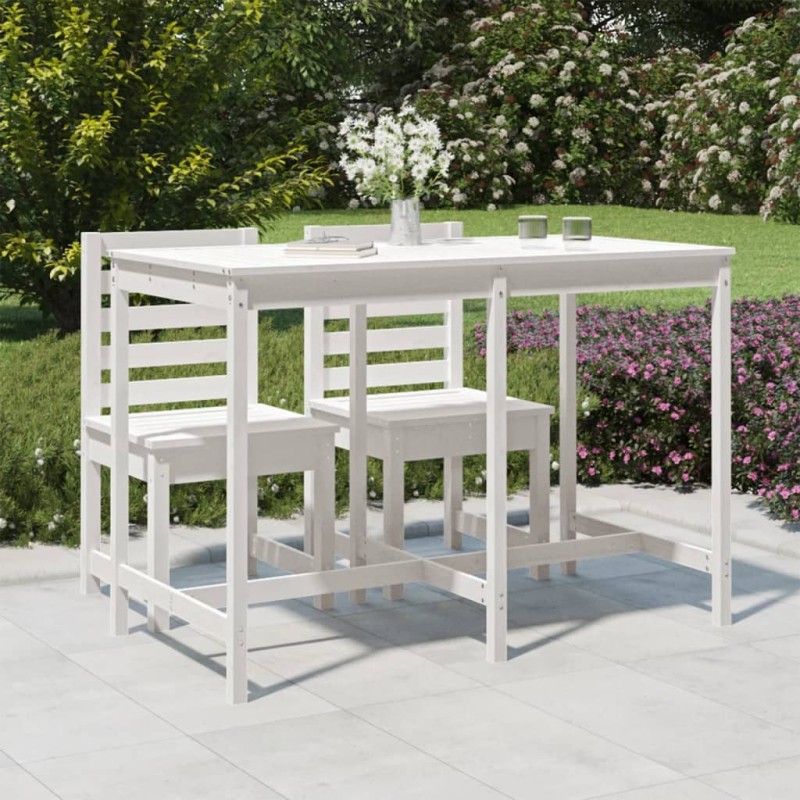 Mesa de jardim 159,5x82,5x110 cm madeira de pinho maciça branco-Mesas de jardim-Home Retail