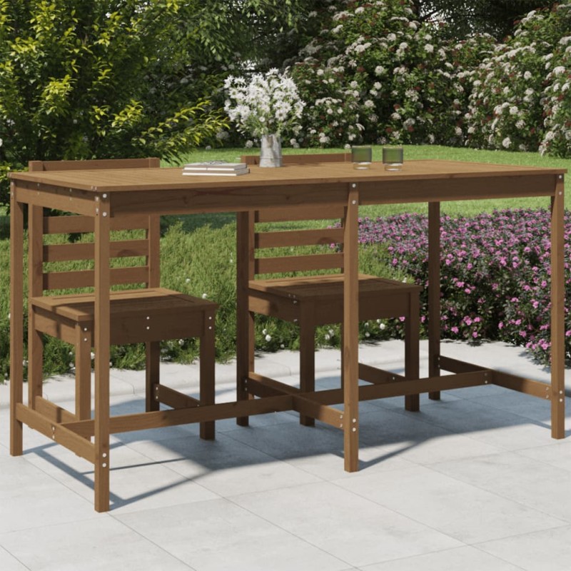 Mesa jardim 203,5x90x110 cm pinho maciço castanho-mel-Mesas de jardim-Home Retail