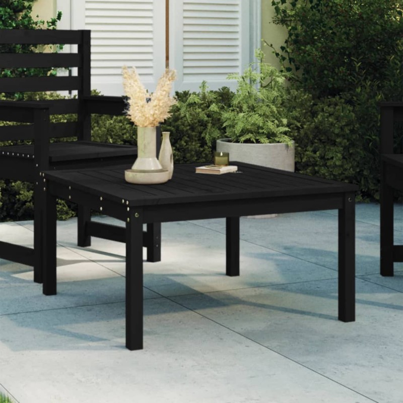 Mesa de jardim 82,5x82,5x45 cm madeira de pinho maciça preto-Mesas de jardim-Home Retail