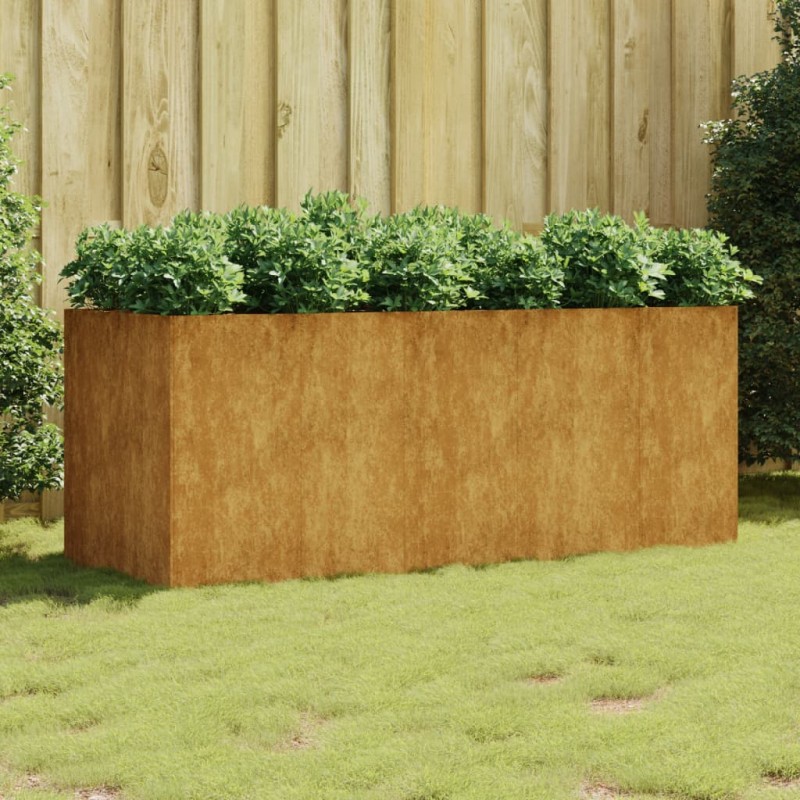 Canteiro elevado de jardim 200x80x80 cm aço corten-Vasos e floreiras-Home Retail